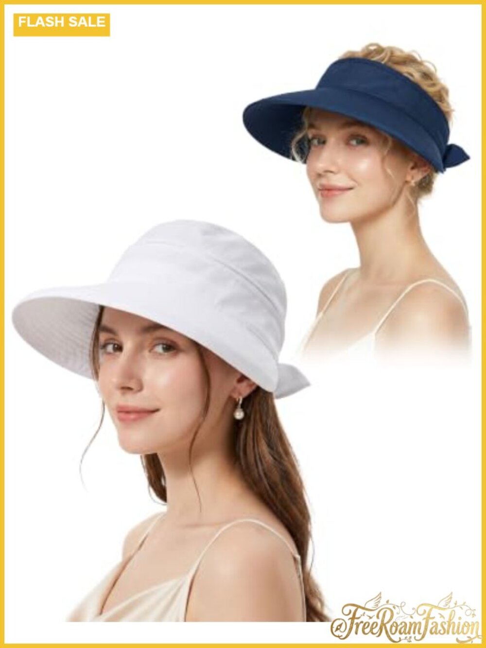 2 Pack Women Sun Visor Hat Wide Brim Zip-Off UPF 50+ UV Protection